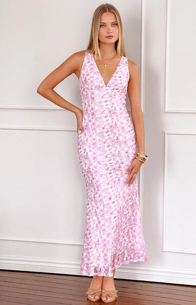 Farida - Pink Lace Maxi Dress