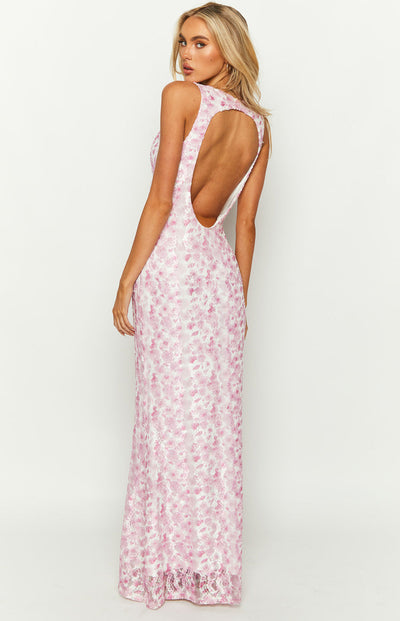 Farida - Pink Lace Maxi Dress