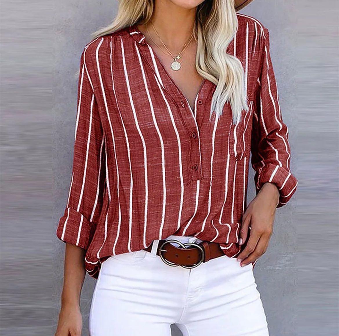 AGATHE I ELEGANT STRIPED BLOUSE