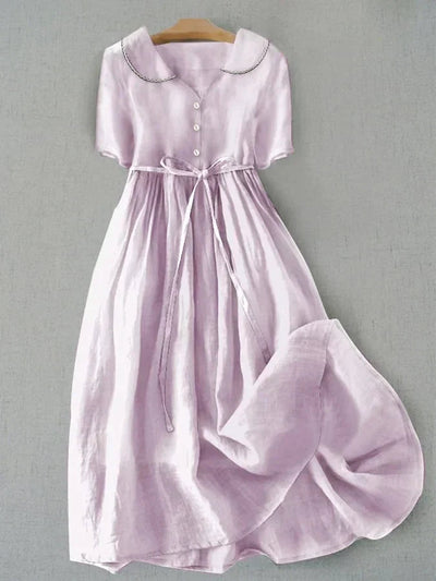 Isla Midi Dress - Elegant Cotton-Linen Comfort for Women