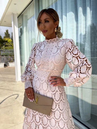 Luna™ – Celestial Harmony Lace Midi Dress