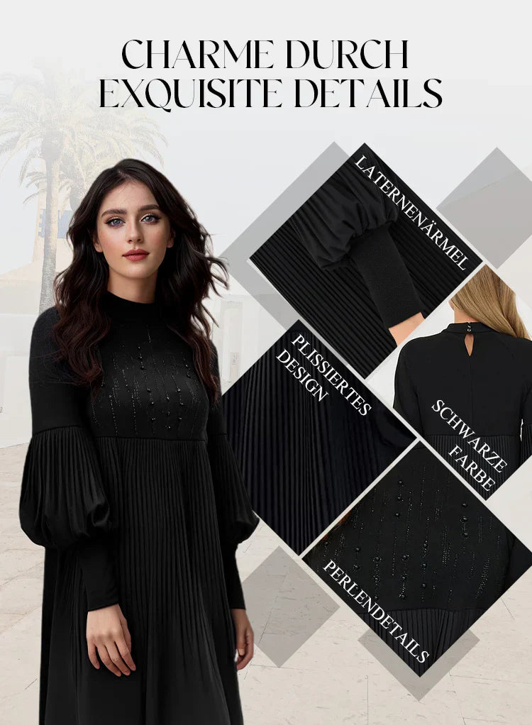 Marlene | Plus-Size Dress with Stand Collar and Lantern Sleeves