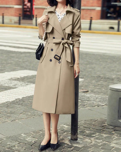 Trench Coat with Double Breasted Button Placket