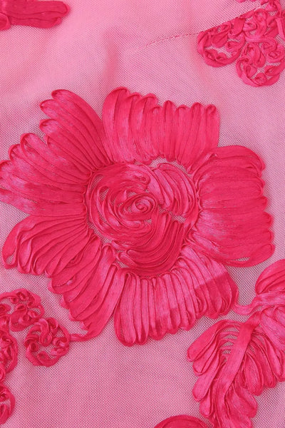 Calliope - Floral Appliqué Mesh Maxi Dress