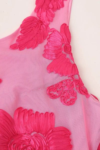 Calliope - Floral Appliqué Mesh Maxi Dress