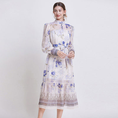 Sarah | Elegant Floral Chiffon Dress