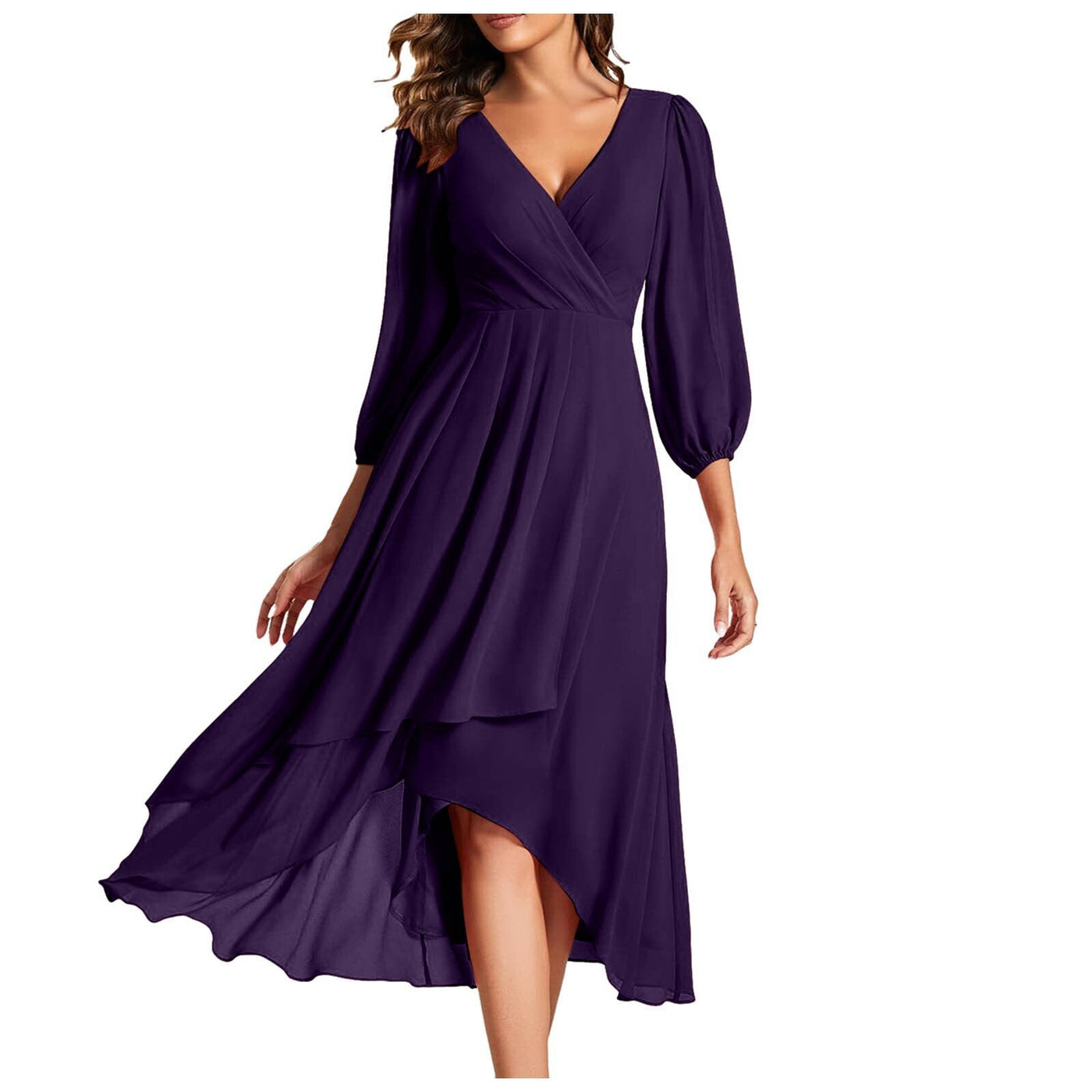Laia - Long-sleeved dress with V-neckline