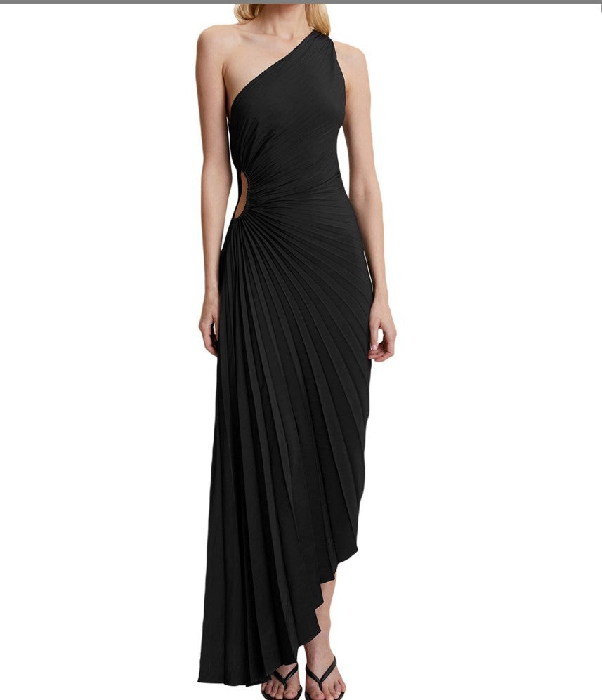 Sylviana - One Shoulder Pleated Midi Dress