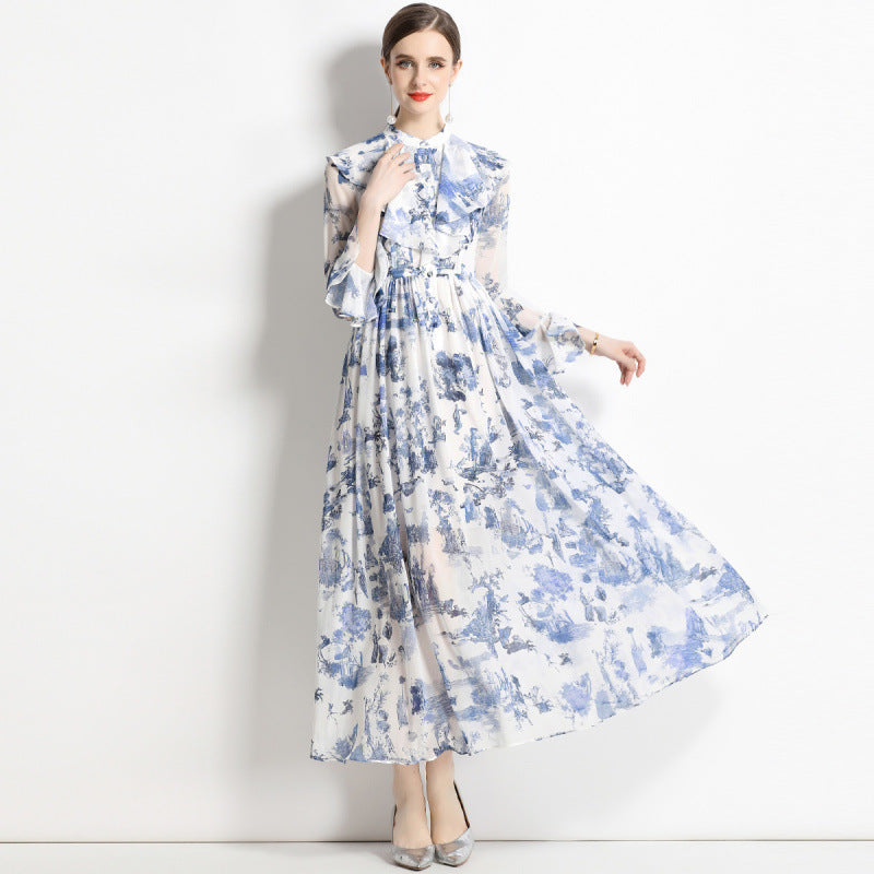 Gabby | Elegant Ink Print Dress