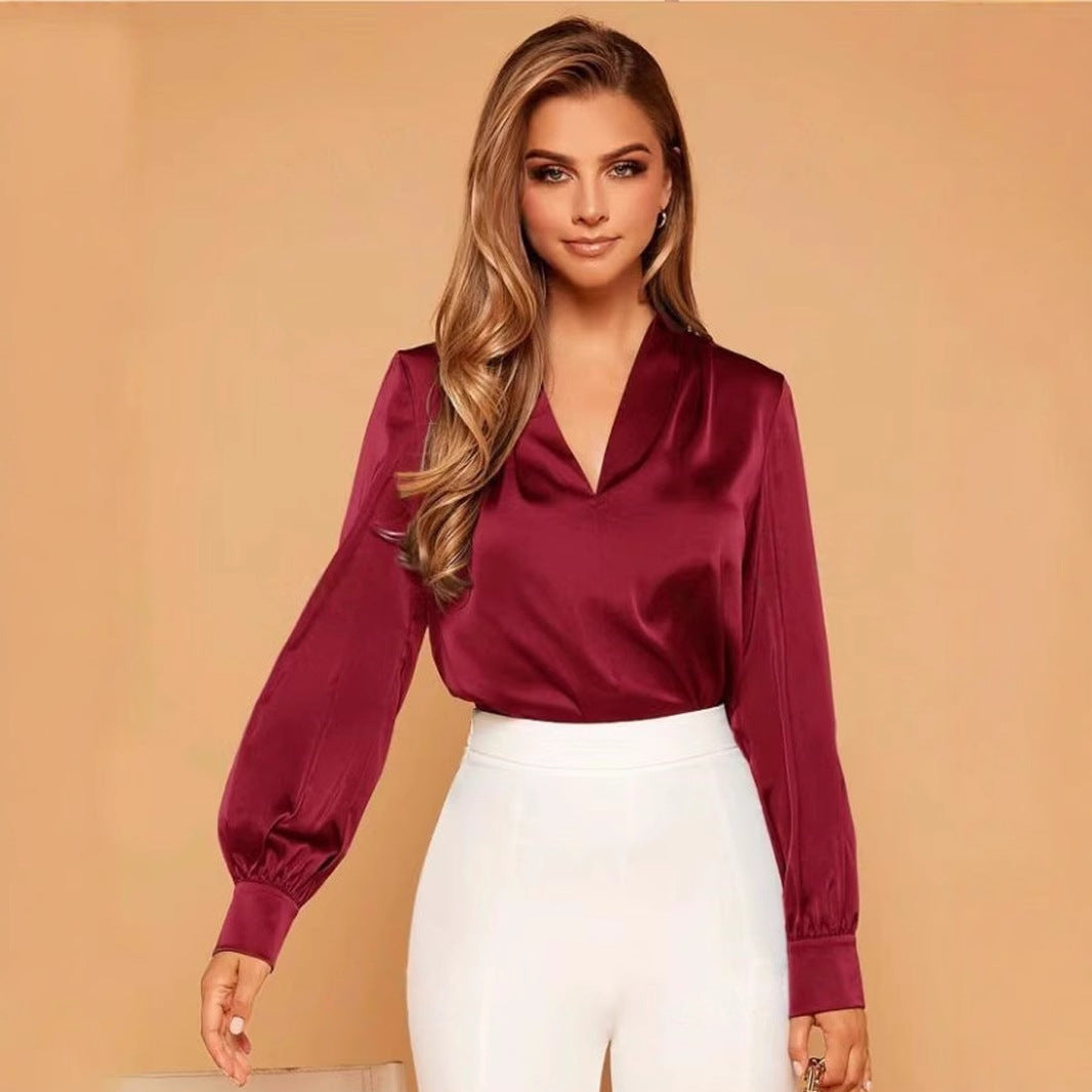 EMILIE I CASUAL SATIN BLOUSE