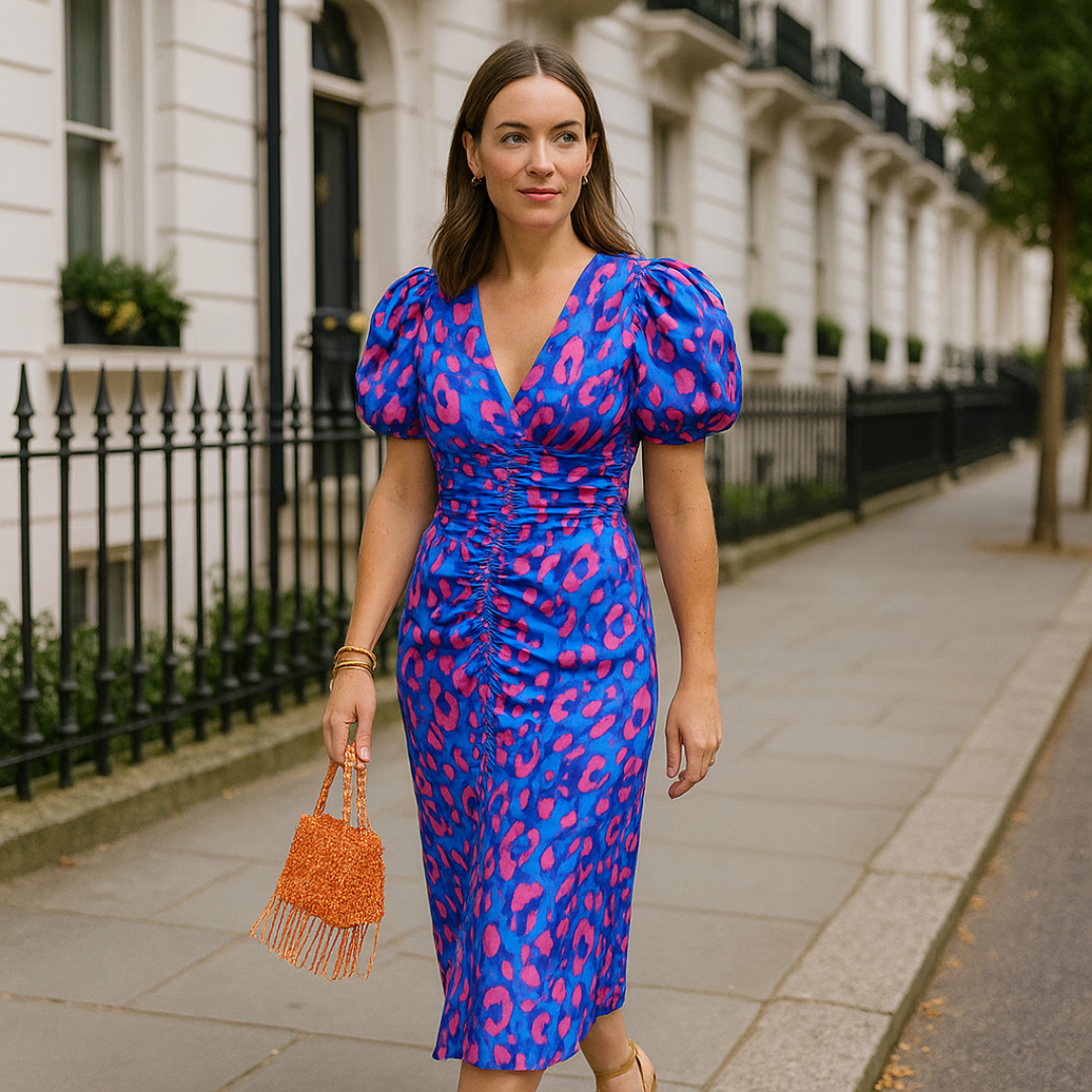 Arielle | Colourful Dress With Pleated Sleeves