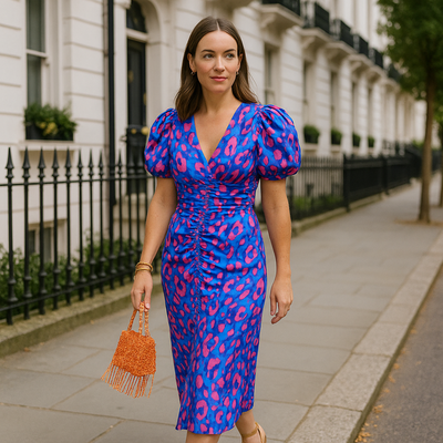 Arielle | Colourful Dress With Pleated Sleeves