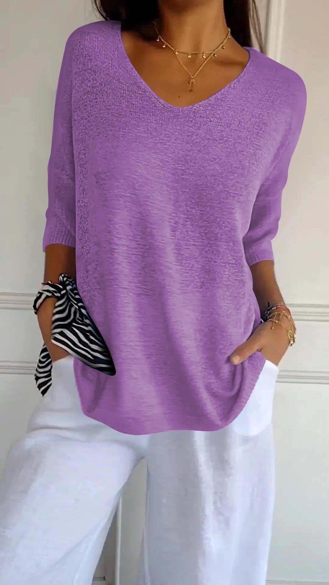 Spring Top with V-Neck