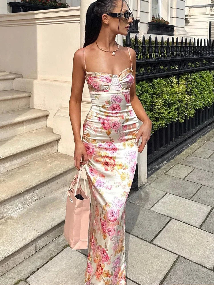 Lucy | Floral Satin Maxi Dress