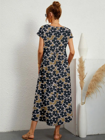 Hannah™ - Stylish O-neck Printed Dress with Pockets