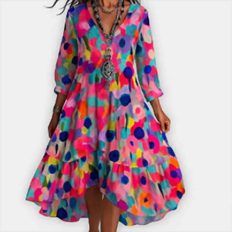 Shanae – Elegant Midi Dress With Floral Pattern