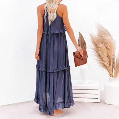 Ilona - Halterneck Dress With Ruffles and Maxi Pockets