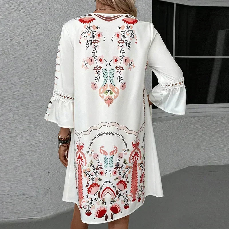 Kissia ~ Bohemian-Inspired Artistic Print Dress