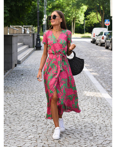 Alina – Floral Wrap Midi Dress