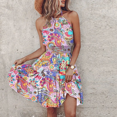 Marlowe - Colorful Bohemian V-Neck Midi Dress