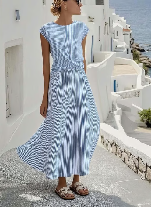 Linen dress with twisted effect