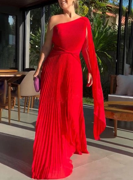 Dalila - Off-Shoulder Pleated Maxi Dress