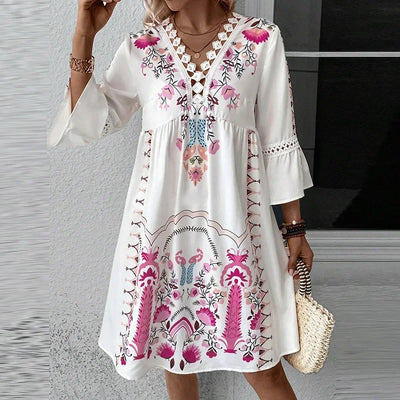 Kissia ~ Bohemian-Inspired Artistic Print Dress