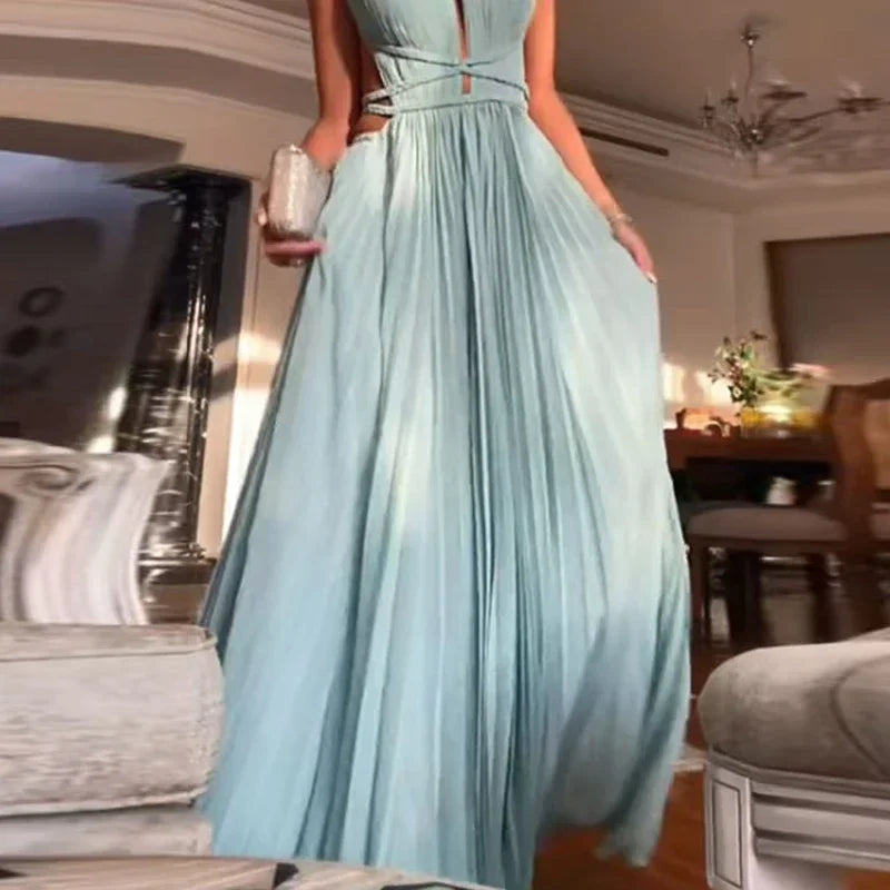 Liana | Backless Pleated Beach Dress