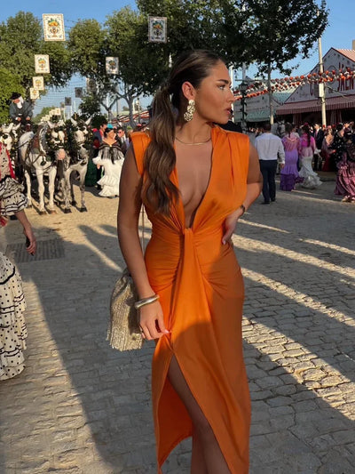 Moriah - Elegant Pleated  Maxi Dress