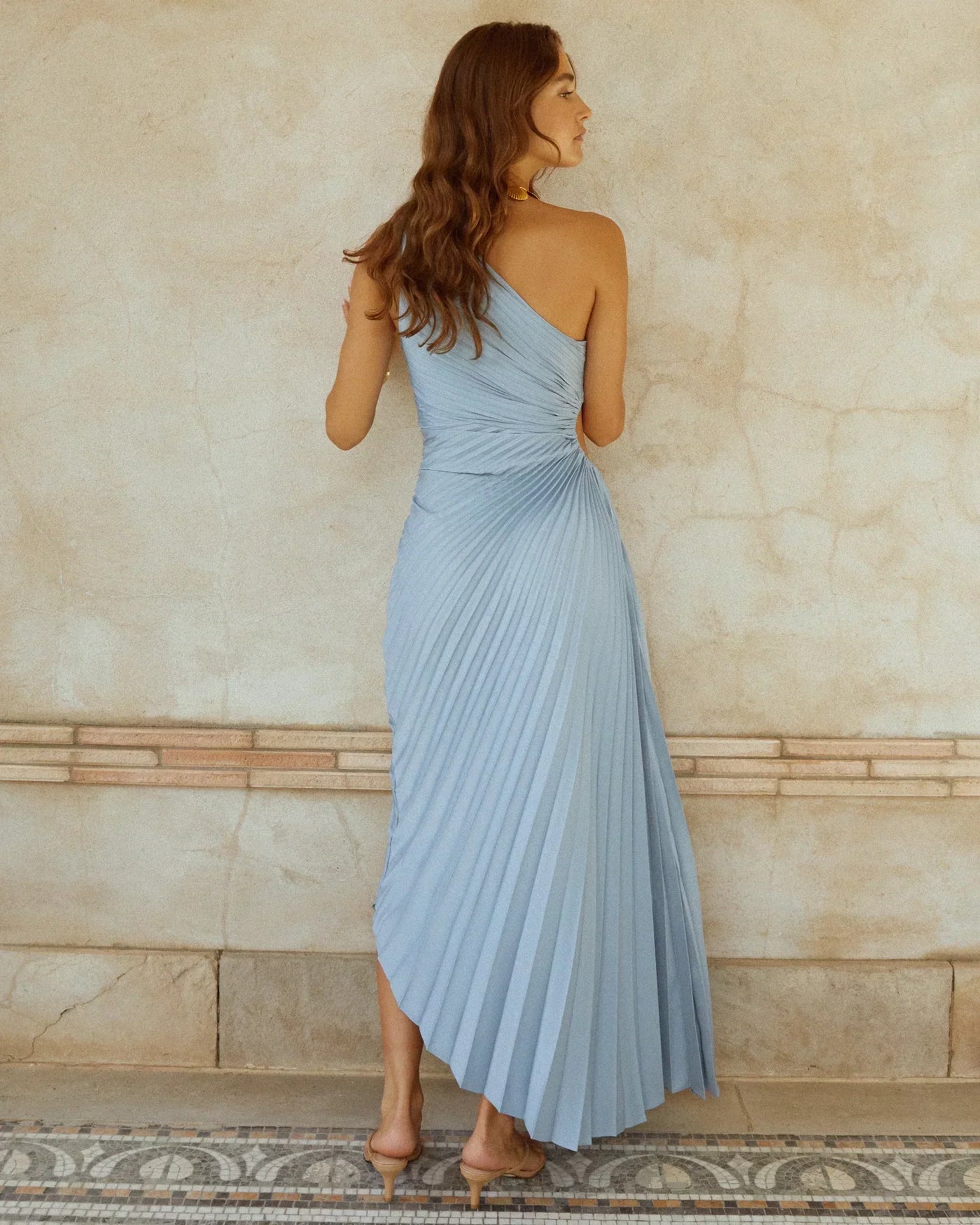 Sylviana - One Shoulder Pleated Midi Dress