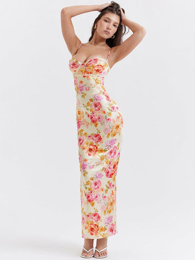 Lucy | Floral Satin Maxi Dress