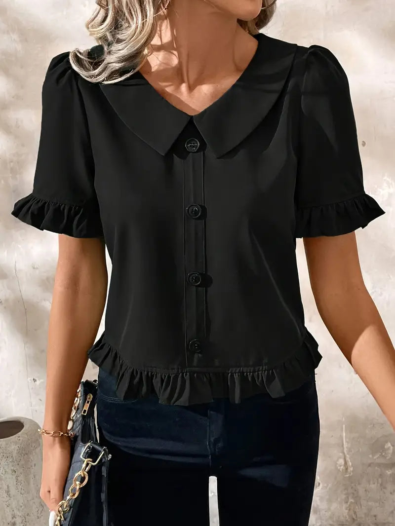 Foteini - Elegant Short Sleeve Blouse
