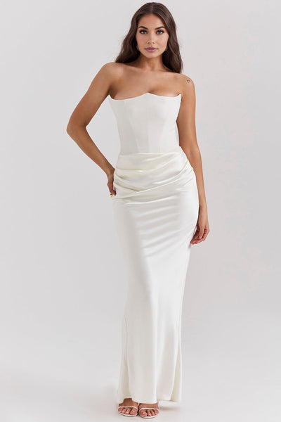Paloma - Elegant Satin Strapless Maxi Dress