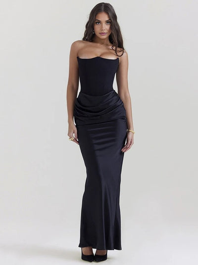 Paloma - Elegant Satin Strapless Maxi Dress
