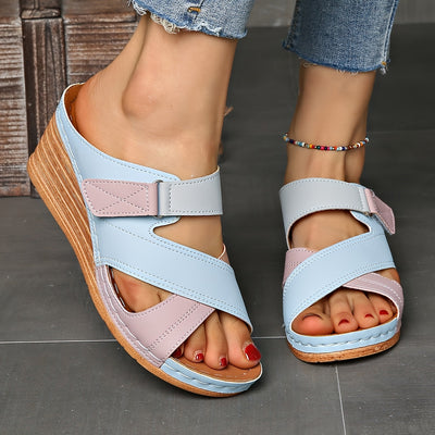 Marina Colorblock Wedge Slides - Comfortable Sandals