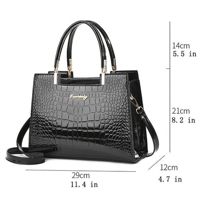 Glossy Crocodile Pattern Handbag