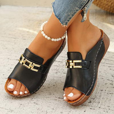 Romy™ Gold-Link Slide Sandals