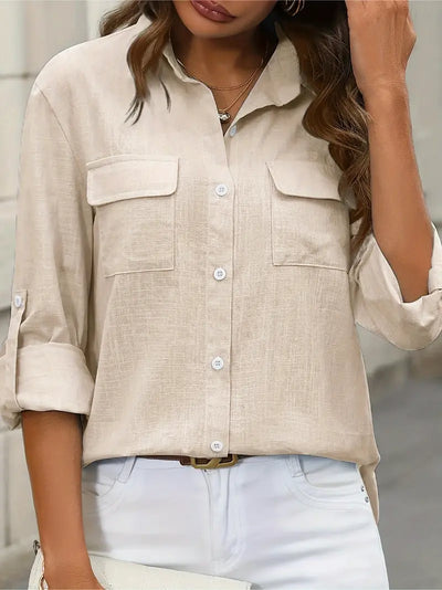 Athena - Cotton Shirt With Front Pockets