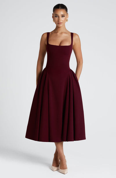 Betty | Cherry Lacquer Midi Dress