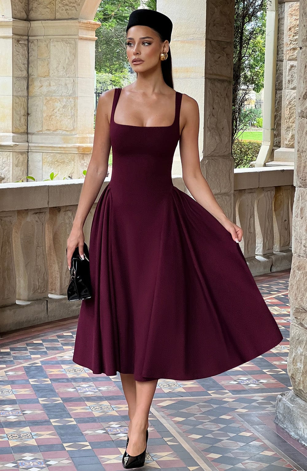 Betty | Cherry Lacquer Midi Dress