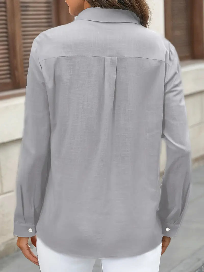 Athena - Cotton Shirt With Front Pockets