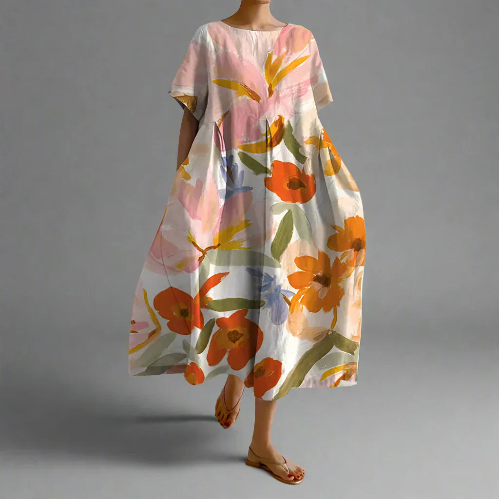 Xyrhilda | Summer Dress with Floral Pattern and Flowing Cut