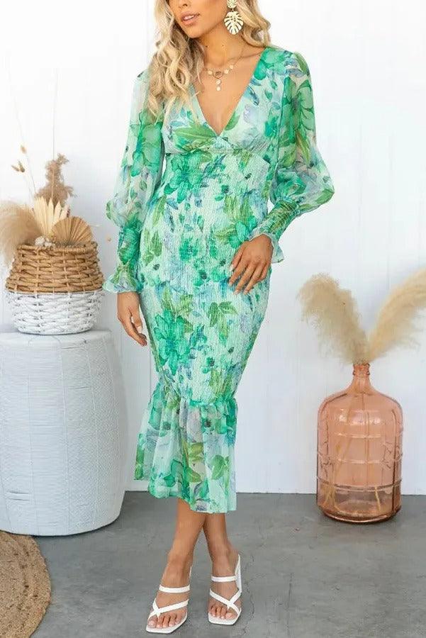 Melissa - Floral Ruffle Midi Dress