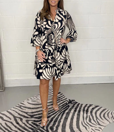 Fenella - Printed V Neck Midi Dress