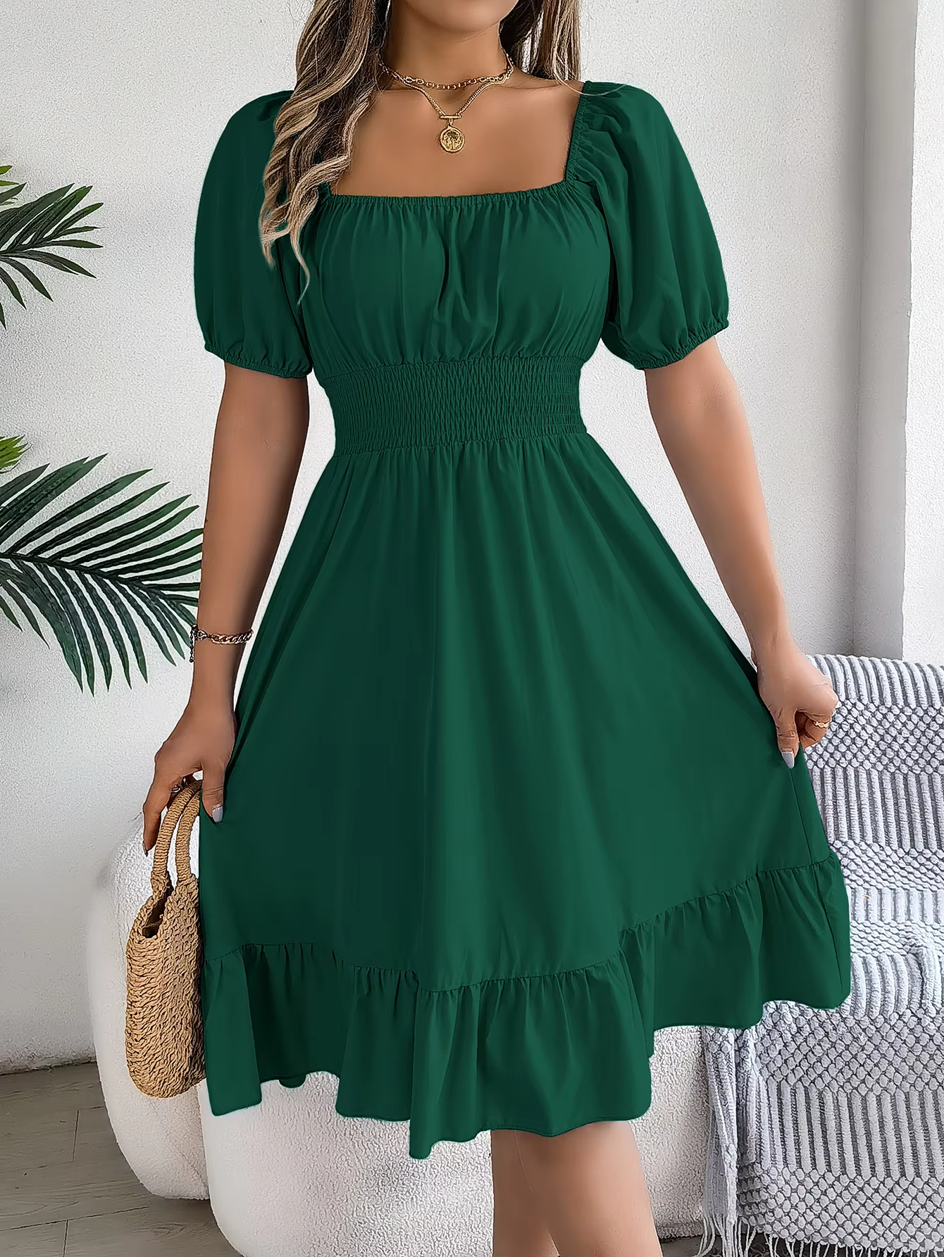 Riley™ - Stylish Short Sleeve V Neck Linen Dress
