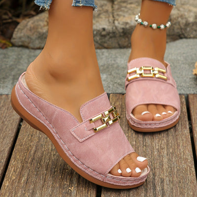 Romy™ Gold-Link Slide Sandals