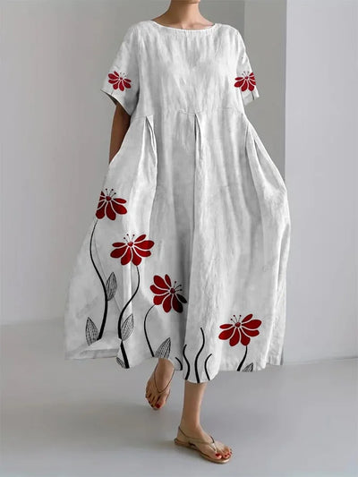 Zinnia - Relaxed Nature-Inspired Botanical Print Dress