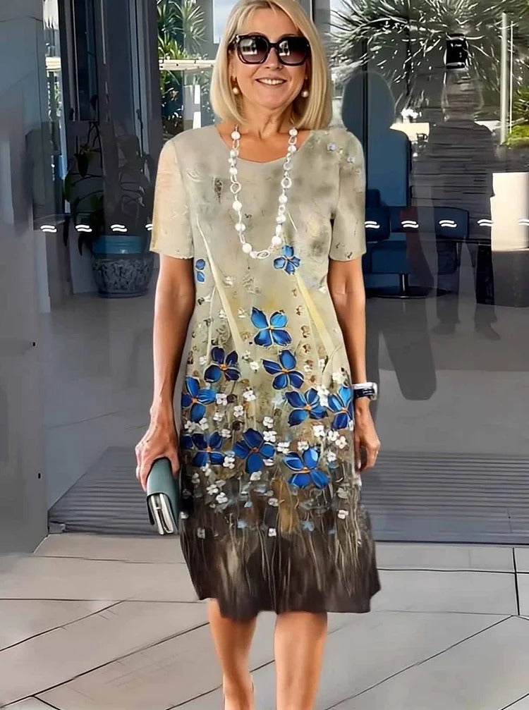 Rosara - Comfortable Loose Printed Medium Dress