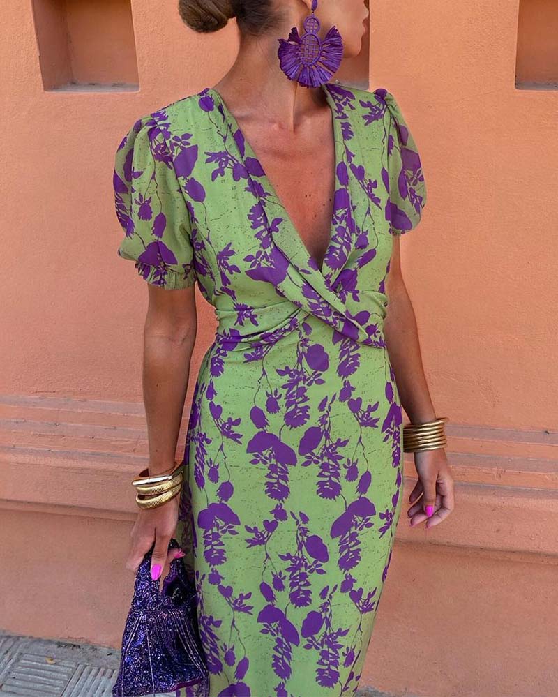 Angelina - Stunning V-Neck Midi Dress