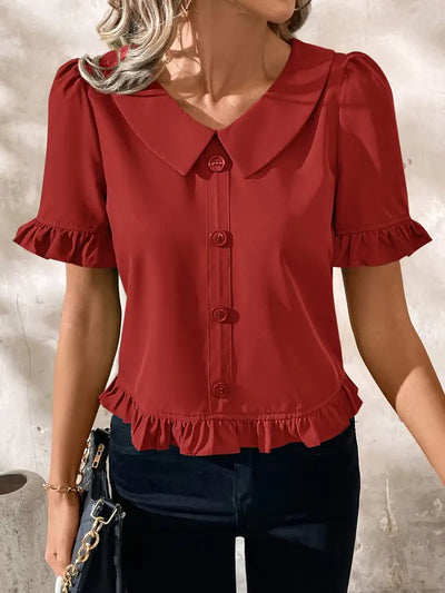 Foteini - Elegant Short Sleeve Blouse